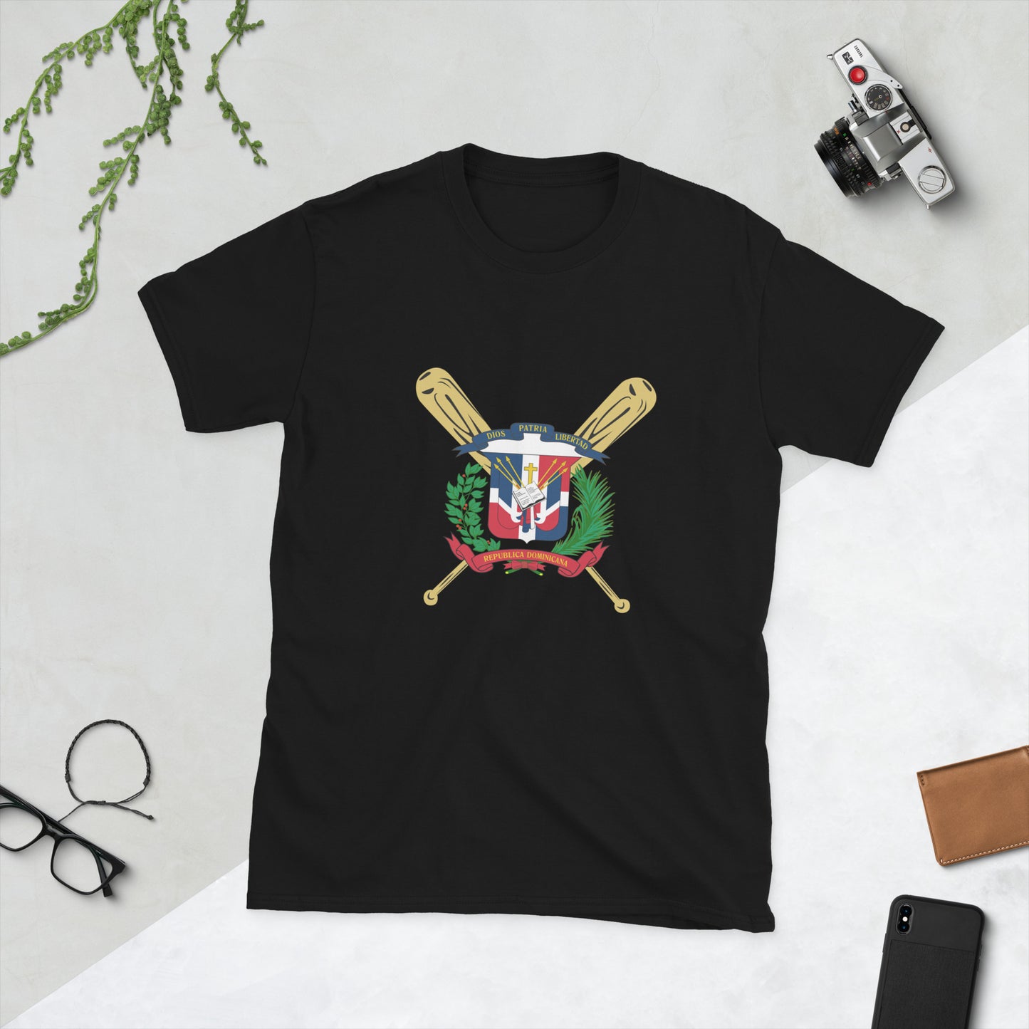 T-shirt unisexe à manches courtes avec logo de baseball RD 1844