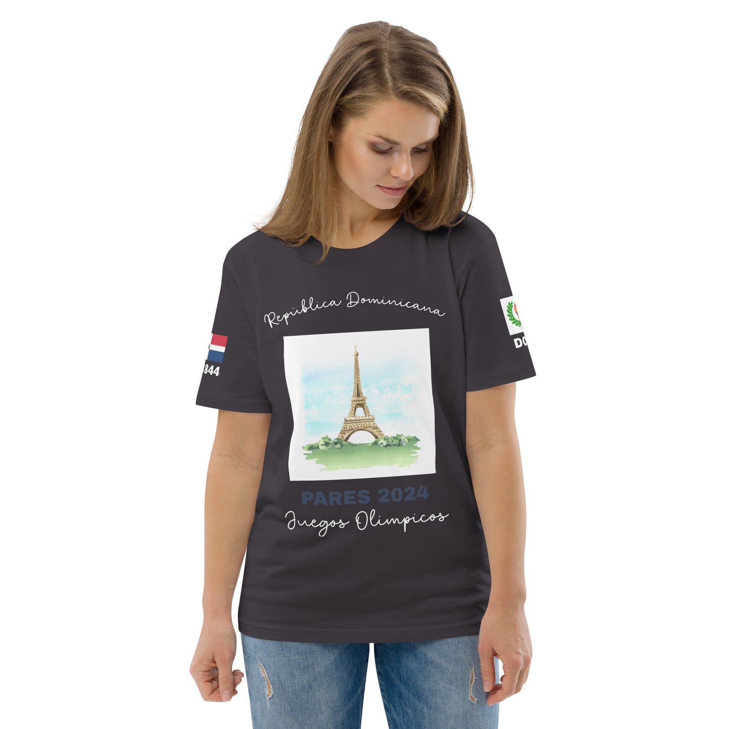 T-shirt unisexe en coton biologique des Jeux Olympiques de Paris 2024 (DARK-SP)