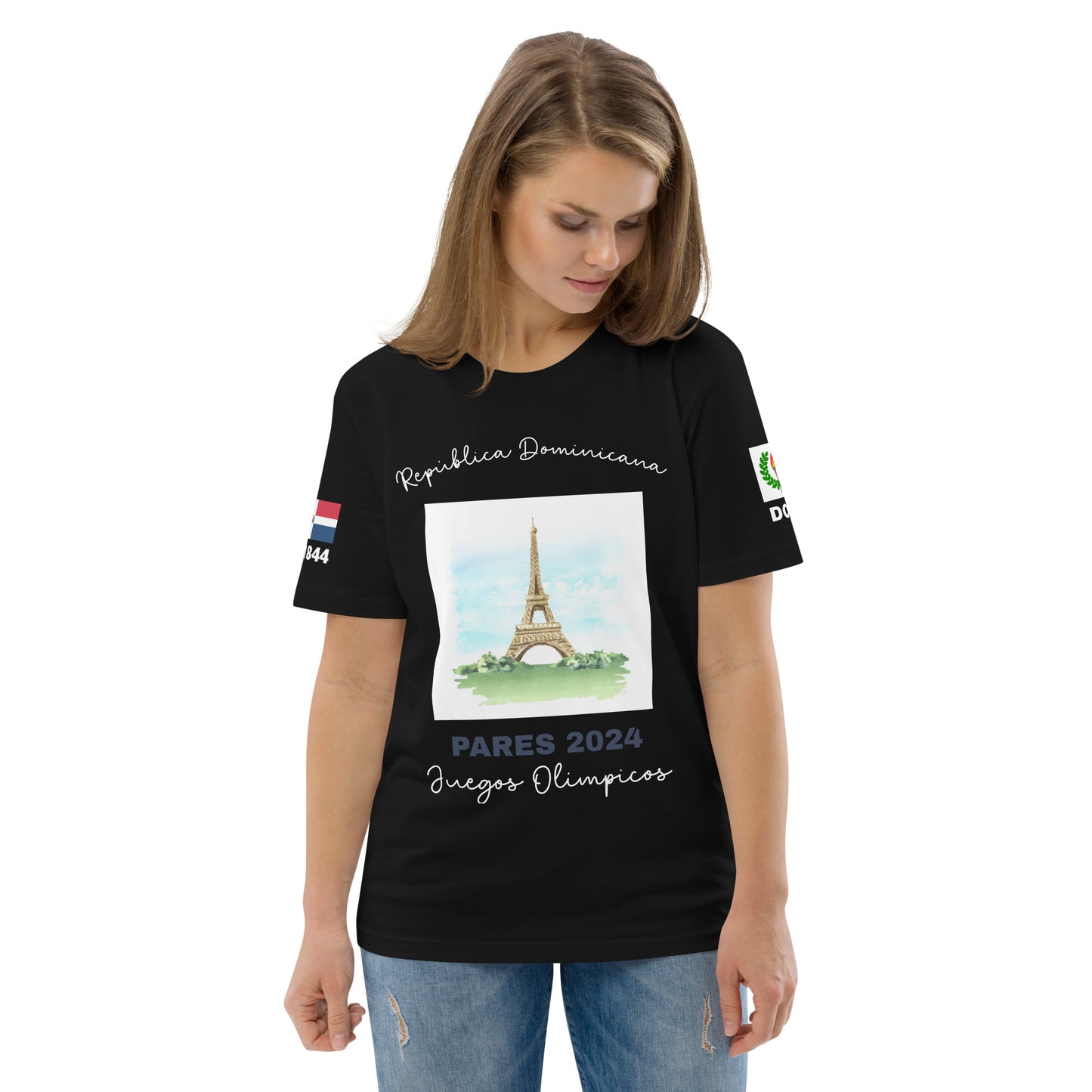 T-shirt unisexe en coton biologique des Jeux Olympiques de Paris 2024 (DARK-SP)