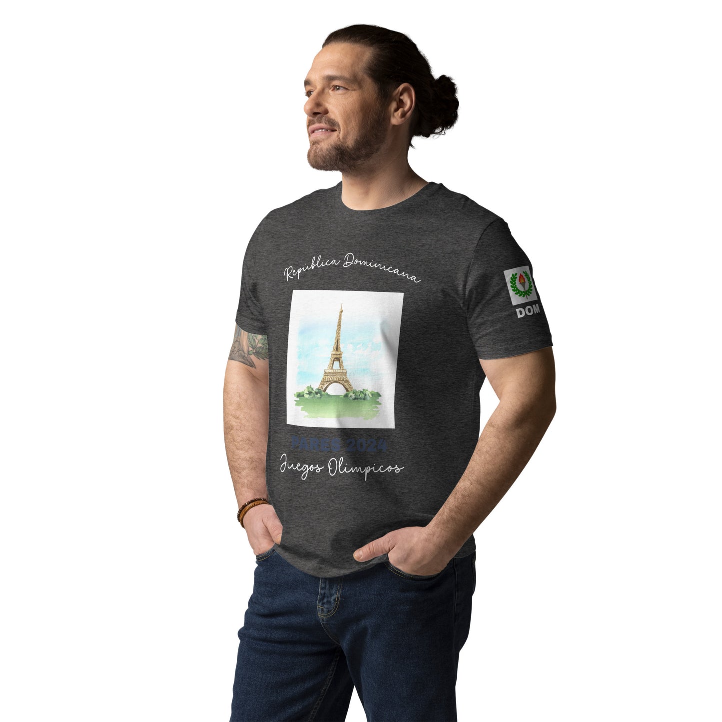 T-shirt unisexe en coton biologique des Jeux Olympiques de Paris 2024 (DARK-SP)