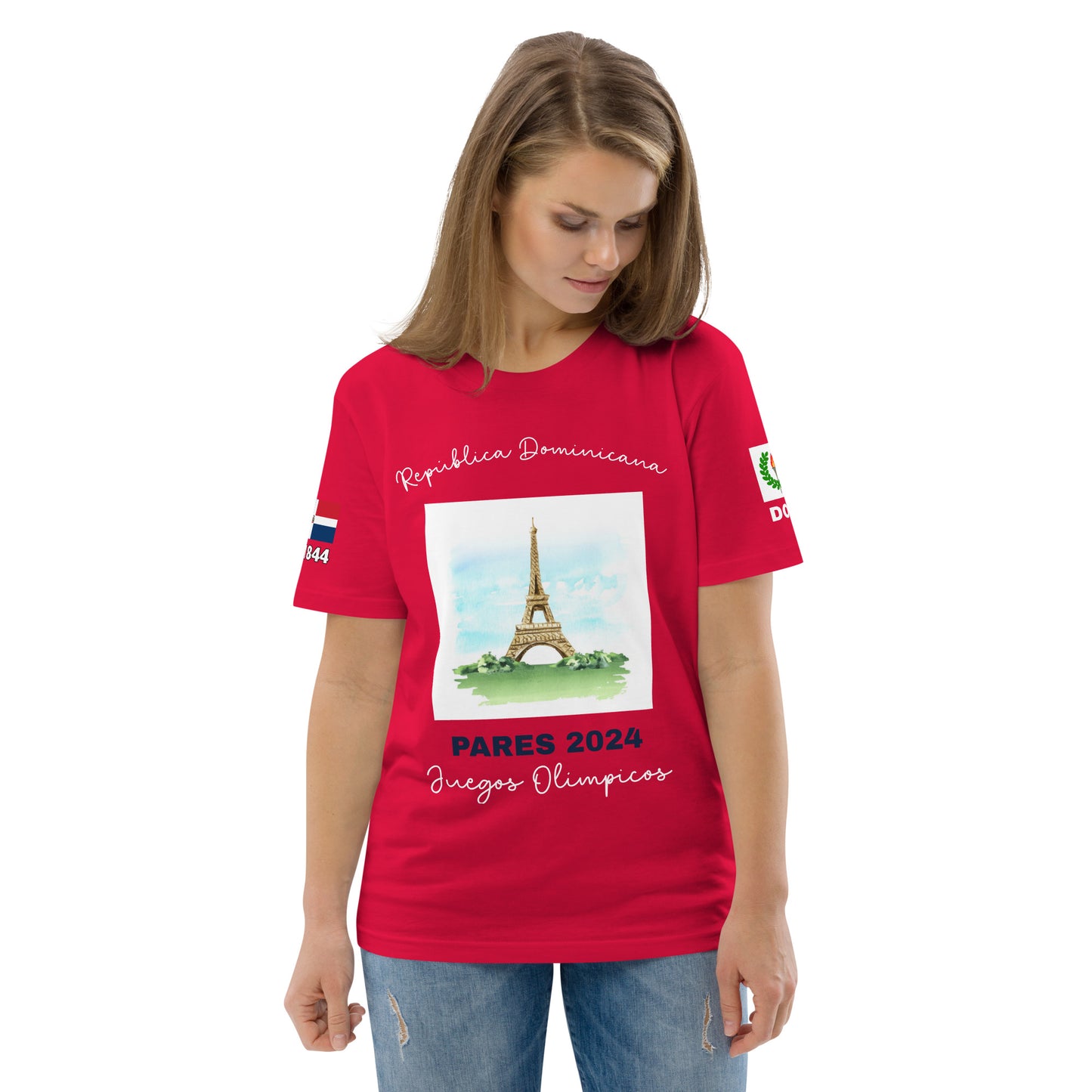 T-shirt unisexe en coton biologique des Jeux Olympiques de Paris 2024 (DARK-SP)