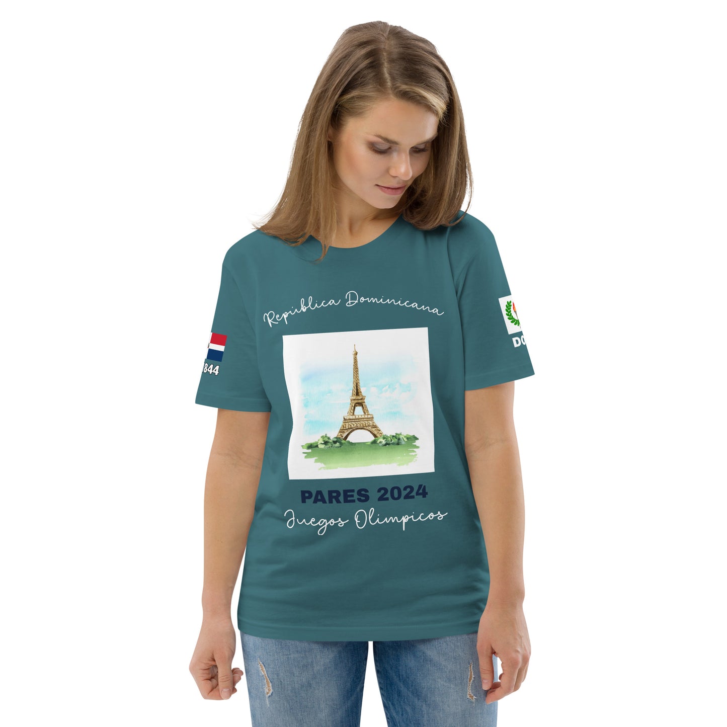 T-shirt unisexe en coton biologique des Jeux Olympiques de Paris 2024 (DARK-SP)