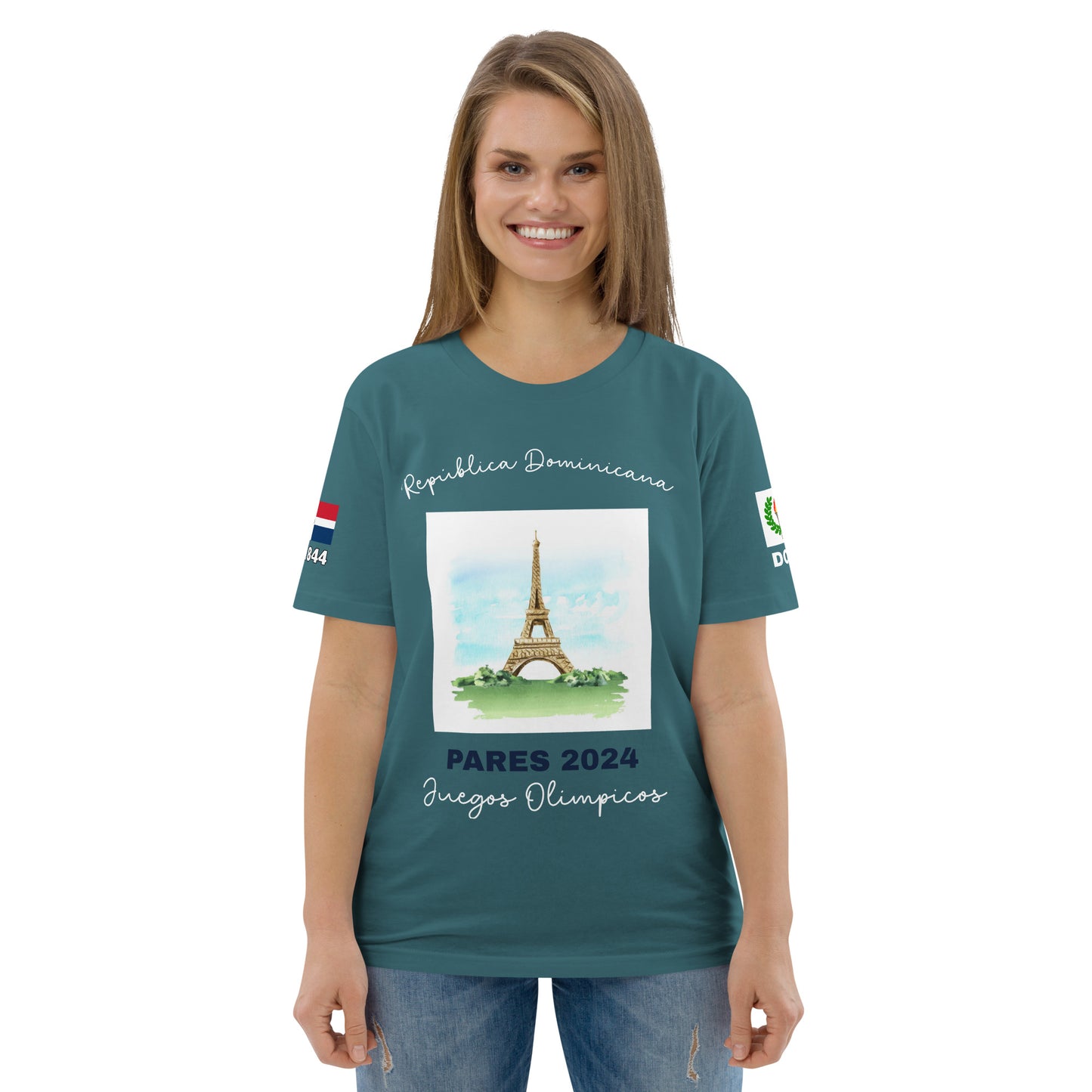 T-shirt unisexe en coton biologique des Jeux Olympiques de Paris 2024 (DARK-SP)