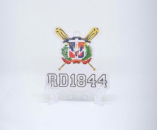 RD 1844 Baseball Seal Logo Car Air Freshener, Dominican Republic Heritage