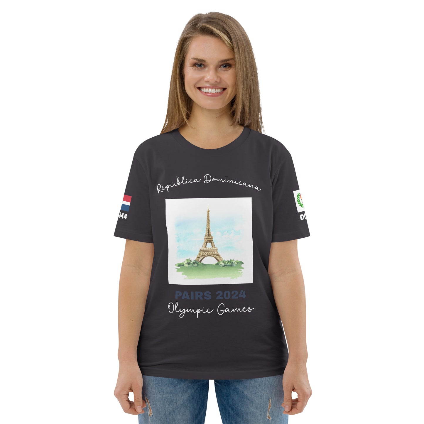 T-shirt unisexe en coton bio des Jeux Olympiques de Paris 2024 (DARK-FR)