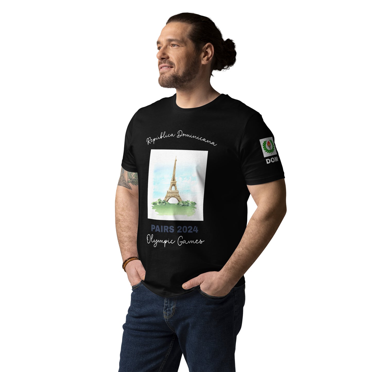 T-shirt unisexe en coton bio des Jeux Olympiques de Paris 2024 (DARK-FR)