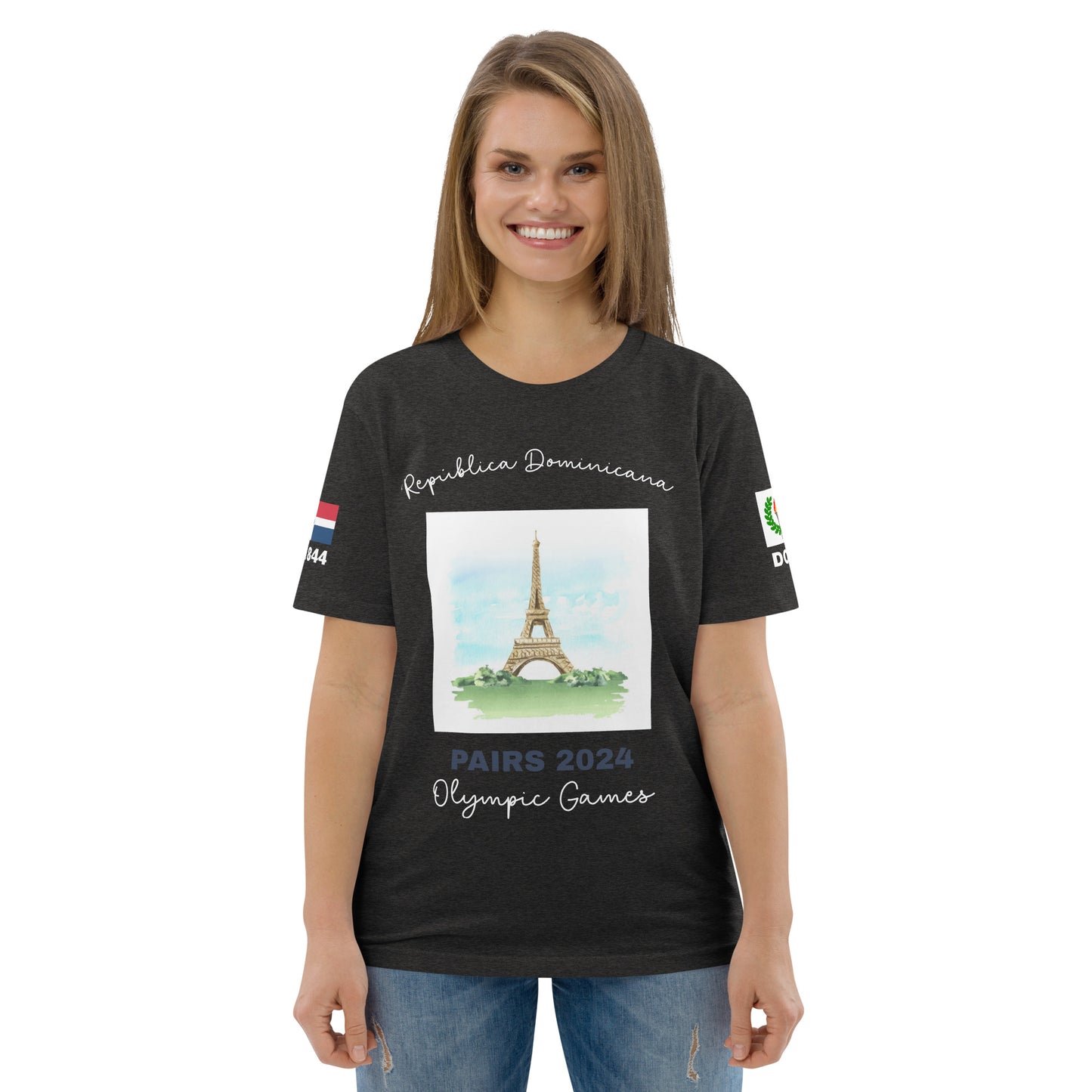 T-shirt unisexe en coton bio des Jeux Olympiques de Paris 2024 (DARK-FR)